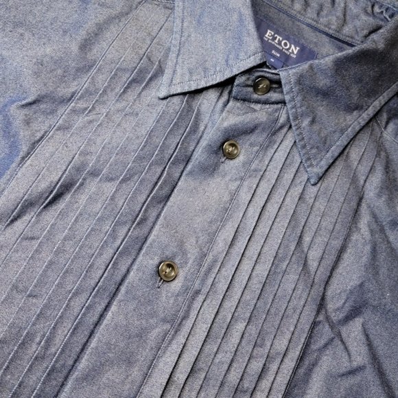 Eton Denim Tuxedo Shirt - Slim Fit Sz 15.5 (M) - Picture 2 of 4